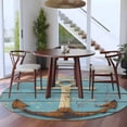 thumbnail image 4 of Marine Nautical Round Area&nbsp;Rug 6ft Vintage Anchor Wooden Board Non-Slip&nbsp;Washable Circle Rugs Soft Felt Indoor Floor Mat for Bedroom Kitchen Living Room Bathroom, 4 of 9