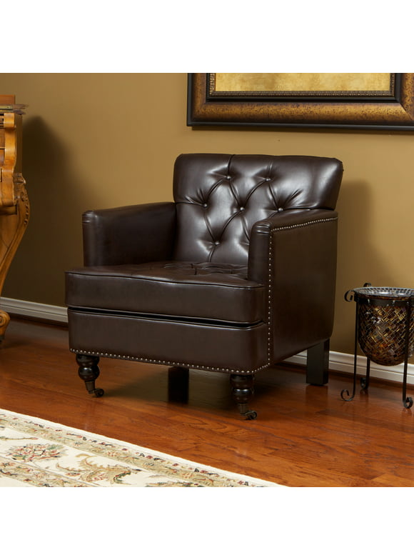 Noble House Lucca Contemporary Bonded Leather Club Chair, Brown