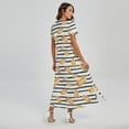 thumbnail image 2 of Hot Dog Striped Pattern Printed Short Sleeve Maxi Dress, Dog Pet Lover Fashion Summer Maxi Dress For Women, 2 of 4