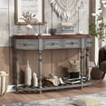 thumbnail image 2 of Tcbosik Entryway Console Table with Storage, Behind Couch Table with 4 Drawers, 52" Modern Sofa Table with Open Shelf for Living Room, Hallway, Antique Grey, 2 of 10