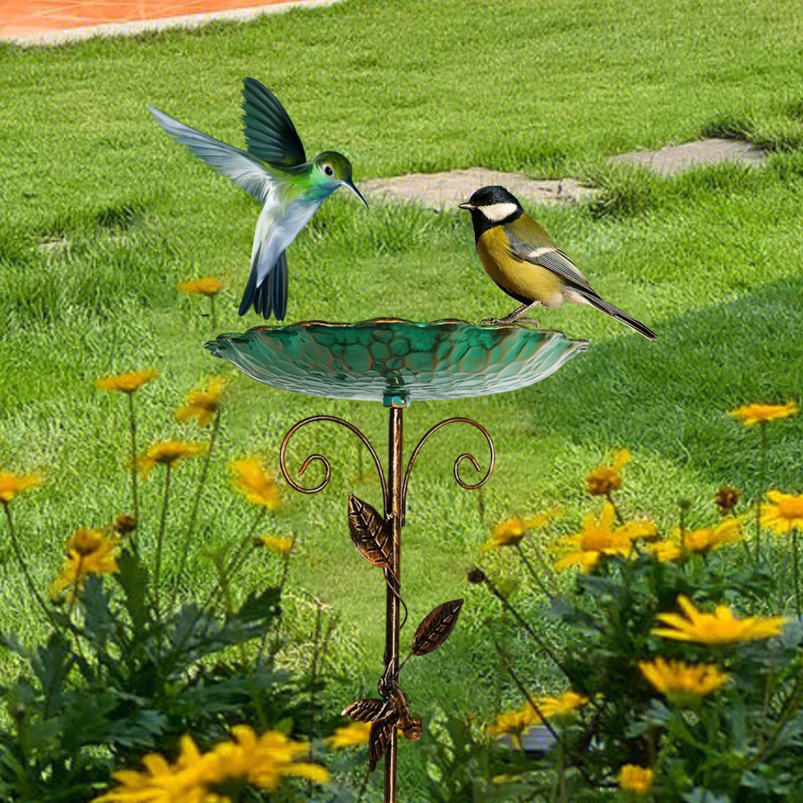 Miulika Bird Bath for Outdoor Weather Resistant Iron Birdfeeder for Lawn Garden Yard