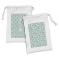 thumbnail image 1 of Aloha Fabric Pouch Set of 2, Summer Scene of Palm Tree Leaves and Hibiscus Flowers, Small Drawstring Bag for Toiletries Masks and Favors, 9" x 6", Orange Turquoise, by Ambesonne, 1 of 2