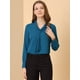 thumbnail image 3 of Blusa Elegante De Oficina De Trabajo Para Mujer, Camisa Plisada Con Cuello De Lazo Y Manga Larga Azul eléctrico L, 3 of 6