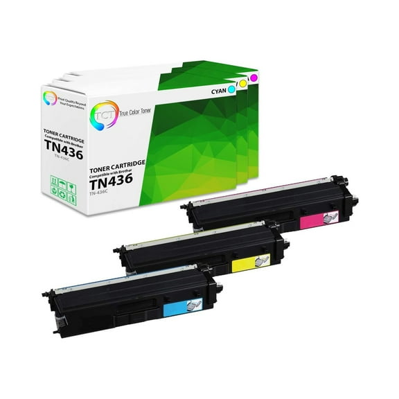 TCT TN436 Color Toner Cartridge 3 Pack - Premium Compatible Replacement for Brother TN436C TN436M TN436Y High Yield
