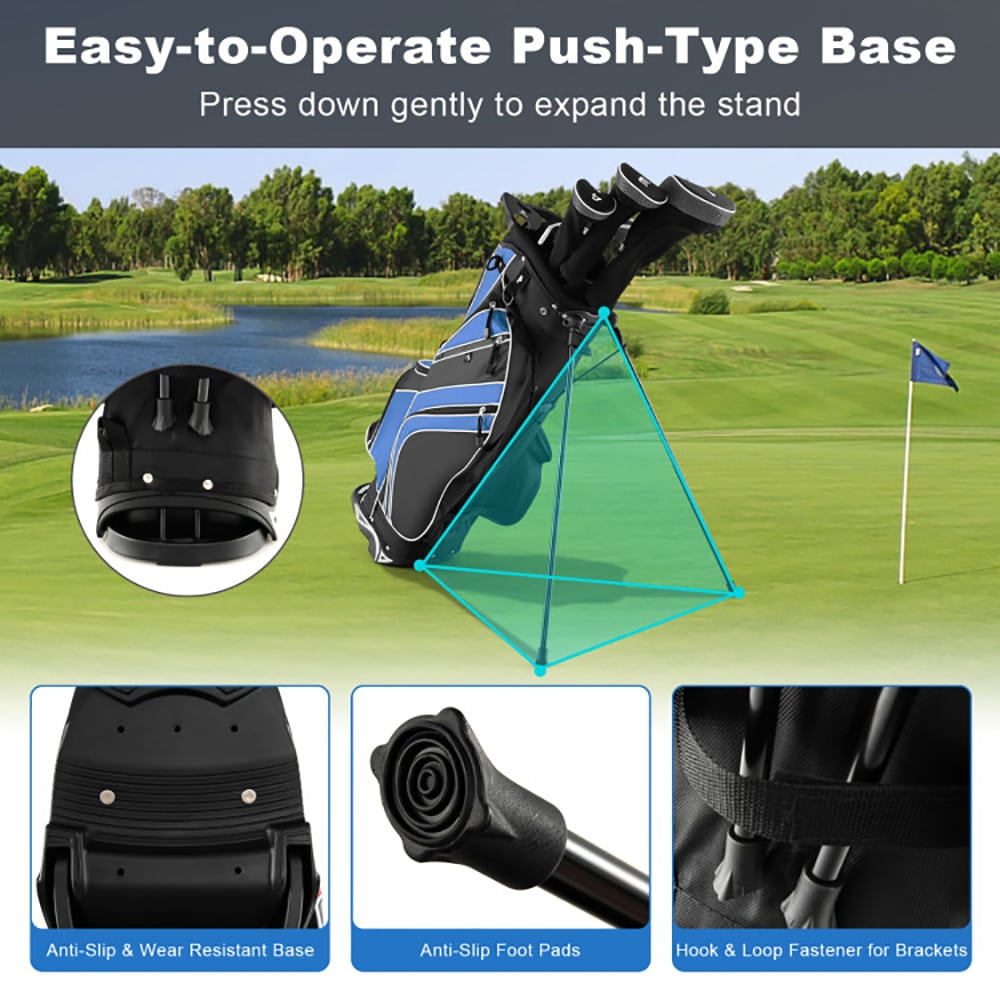 GVN Golf Stand Bag, Lightweight Golf Bag,Golf Stand Cart Bag with 6-Way Divider Carry Pockets-Blue