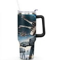 thumbnail image 2 of 40oz Outer Space Galaxy Wars Stainless Steel Tumbler with Lid and Straw,Blue Modern Spill Proof Travel Cup Double Wall Vacuum Insulated Coffee Mug with Handle Black, 2 of 7