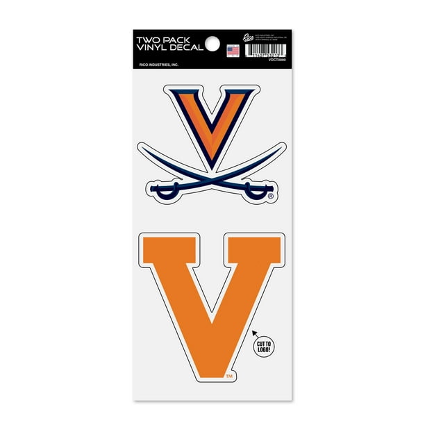 Rico Industries Ncaa Virginia Cavaliers - Hoja De Pegatinas Troqueladas (2 Piezas)