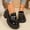 #0165-Black, variant on Xucatan Women's French Style Loafers, Matte Finish Round Toe Slip On Shoes with Gold Chain Detail, Chunky Sole Platform Flats, Versatile British Trendy Footwear Gift
