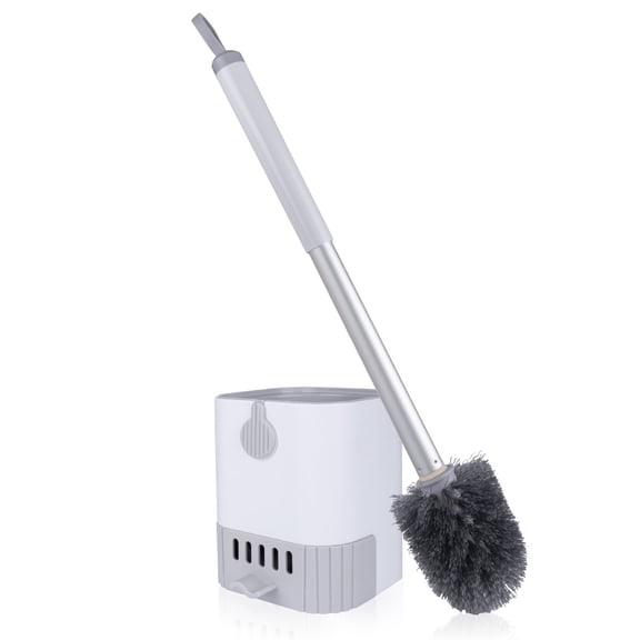 ITTAHO 16" Toilet Bowl Brush with Holder, Durable Alumnium Handle White Bathroom Toilet Brush