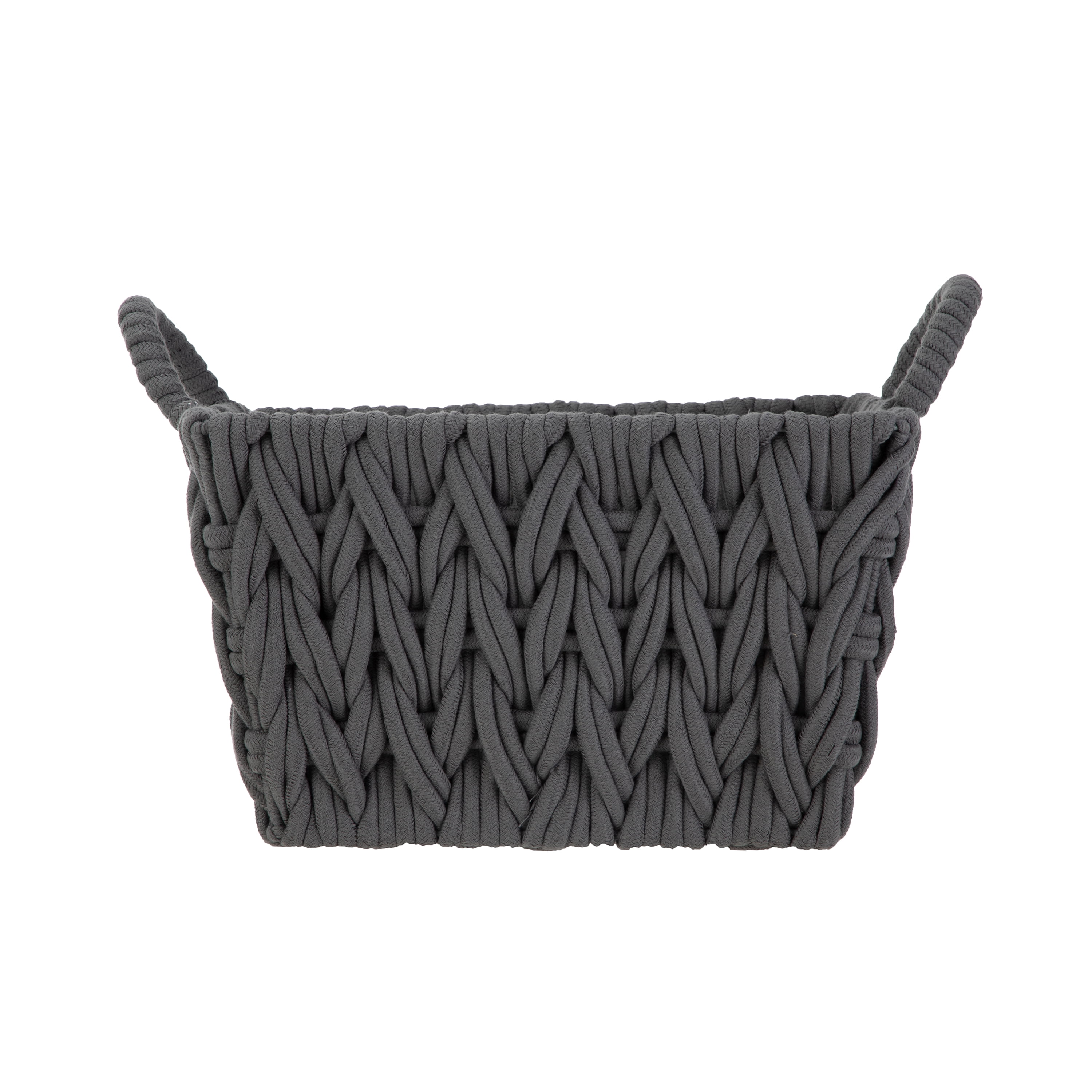 Better Homes & Gardens Medium Grey Woven Rope Decorative Storage Basket, 2 Pack