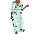 thumbnail image 2 of Women's Summer Printed Dress Baeitkot Women's Summer Casual Printed Dress with Sleeve V-neck Dress Green M, 2 of 6