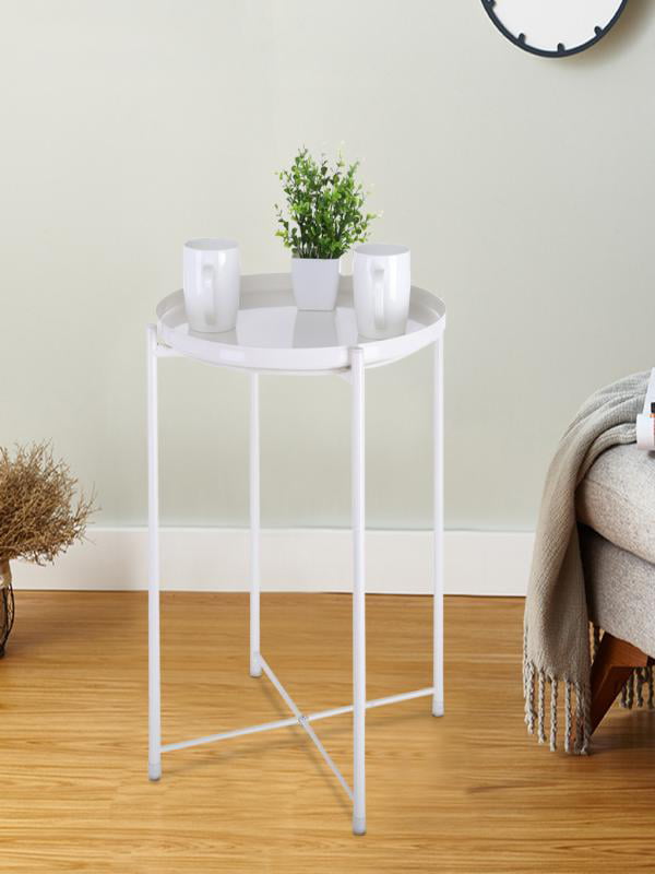 Details about   Tray Metal End Table Small Round Side Tables Outdoor & Indoor Table 