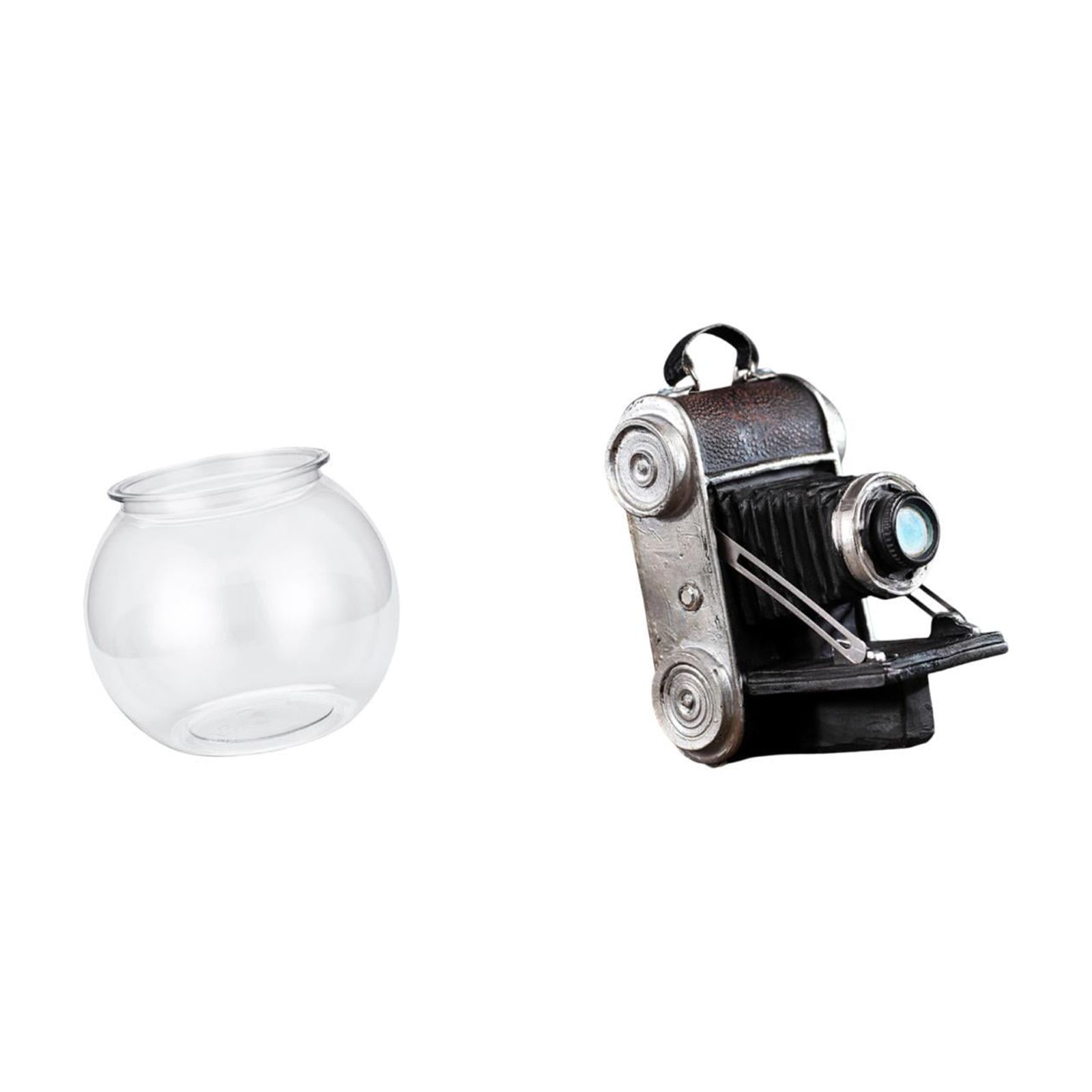 EHJRE Desktop Aquarium Tank Transparent Small Fish Bowl Vase Camera Statue Model Collectible Figurine Resin PP Craft Artistic Decoration Suitable for Photo