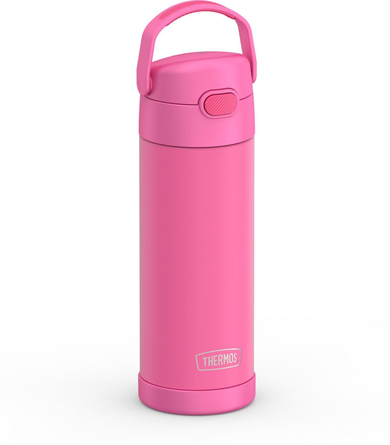 Thermos Kids Bouteille d'eau isotherme en acier inoxydable avec bec verseur et couvercle, 29,5 ml, rose vif Bouteille de 16 onces