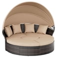 thumbnail image 2 of SUNCROWN Outdoor Rattan Round Retractable Canopy Daybed Patio Sofa Furniture Brown Clamshell Sectional Seating with Washable Cushions, 2 of 10