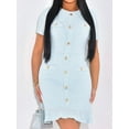 thumbnail image 3 of Women'S Dress Short Sleeve Elegant Wedding Cocktail Bodycon Midi Fishtail Dresses Light Blue S, 3 of 5