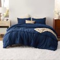 thumbnail image 3 of Queen Comforter Set With Sheets - 4 Pieces Soft Navy Blue Bedding Sets, 3 of 10