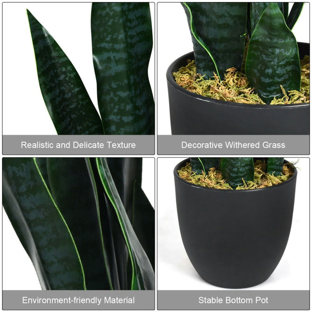 Barara King Artificial Plant, Tall Fake Plant, Indoor Home Décor, 35.5 Inch Indoor-Outdoor Artificial Fake Snake Plant