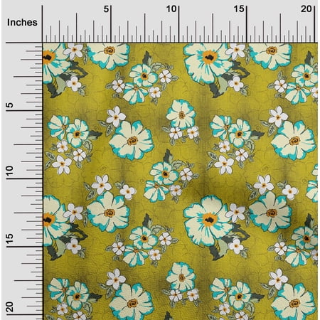 oneOone Viscose Jersey Lime Green Fabric Leaves & Floral Artistic Sewing Fabric By The Yard Printed Diy Clothing Sewing Supplies 60 Inches Wide