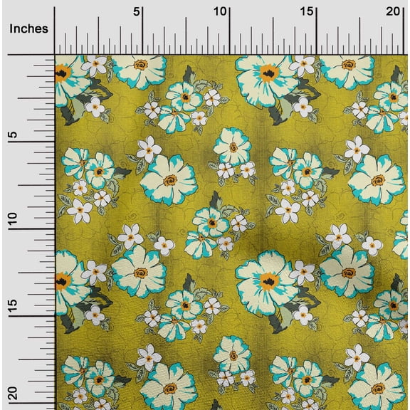 oneOone Cotton Jersey Lime Green Fabric Leaves & Floral Artistic Sewing Craft Projects Fabric Prints By Yard 58 Inch Wide