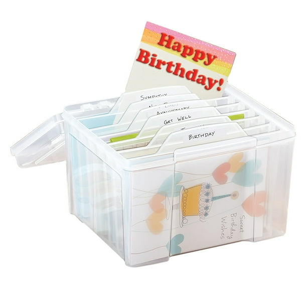 Plastic Greeting Card Storage Organizer with Dividers Great for Cards