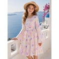 thumbnail image 4 of Lanbubble Girls Long Sleeve Dress Square Neck Bell Sleeve A-Line 7-8Y, 4 of 8