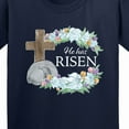 thumbnail image 4 of Inktastic Easter He Has Risen with Cross and Flowers Youth T-Shirt, 4 of 5