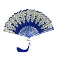 thumbnail image 2 of Folding Fans Chinese Style Handheld Fans Vintage Silk Fabric Holding Fan Foldable for Wedding Dancing Cosplay Party Wall Decoration, 2 of 6