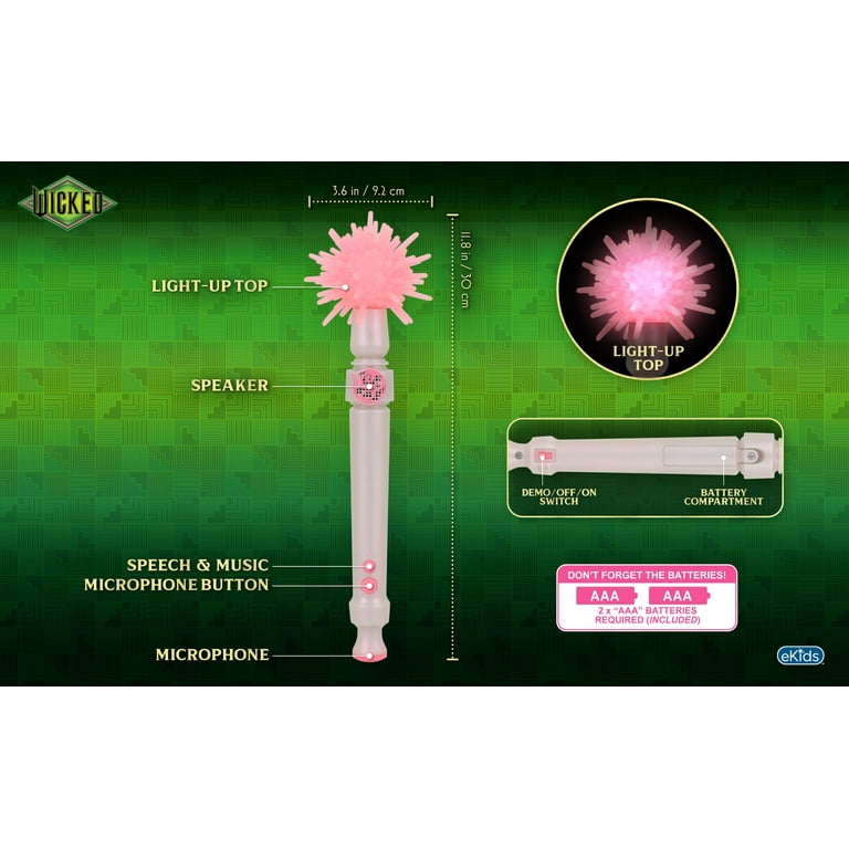 Wicked Microphone Magic Waving Wand, Sing Along Karaoke - Lights