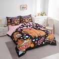 thumbnail image 2 of Erosebridal Girl Likes Capybara Twin Bedding Sets, Kids Stars Leaf Bedding Comforter Set, Black Pink, 7-Piece, 2 of 7