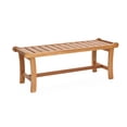 thumbnail image 4 of LuxenHome Natural Solid Wood 47.2-Inch Long Rectangle Outdoor Bench, 4 of 8