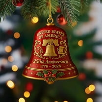 The 250th Anniversary of The United States Acrylic Clock Pendant with Delicate Bright Beautiful for Christmas Tree Decor 3.15x2.6Inch Red