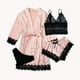 thumbnail image 3 of Conjunto de pijama de encaje de cuatro piezas para mujer, traje de tirantes, lencería sexy para mujer, bata de seda para dormir, encaje, 3 of 6