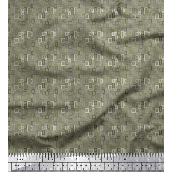 Soimoi Poly Georgette Fabric Rectangle Shirting Print Fabric by The Yard 42 Inch Wide