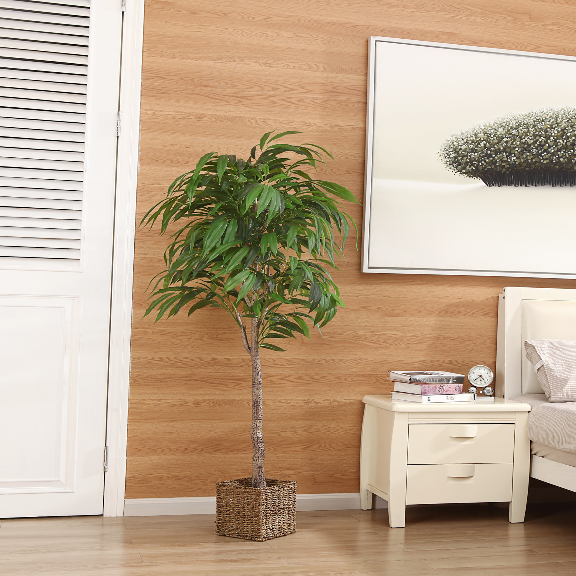 Buy 5FT Artificial Silver Willow Tree in Basket, Fake Willow Silk Plant