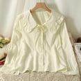 thumbnail image 4 of Vintage Women's White Shirts Korean Fashion Oversized Blouses Cute Tops Long Sleeve Spring Elegant Ladies Preppy Harajuku-Beige1-S, 4 of 7