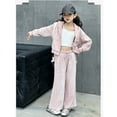 thumbnail image 5 of Coerni Girls 2 Piece Sequined Y2K Outfits Kids Fleece Zip up Hoodie+jogger Sweatpants Kids Korean Style Tracksuit Sweatshirt, 5 of 6