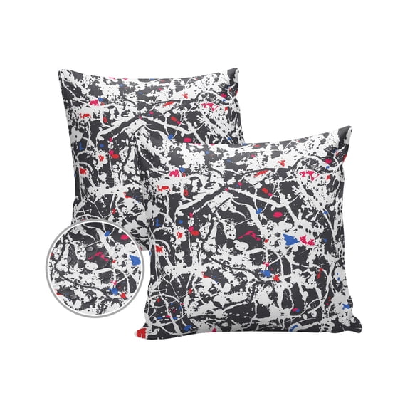 Pack of 2 Outdoor Pillow Covers, Modern Sports Abstract Art Geometric Strips White Gray Waterproof Square Throw Pillowcase Cushion Decorative Pillow Covers for Couch Patio Tent, 24x24 in