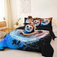 thumbnail image 3 of Manfei Football Soccer Sports Full Size Bedding Sets, Ice and Fire Full Size Bed in a Bag, Black Orange Brightblue, Black Reversible 7-Piece, 3 of 6