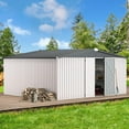 thumbnail image 2 of AECOJOY 14' x 12' Outdoor Storage Shed with Lockable Door Patio Metal Garden Storage Building in White for Outside, 2 of 6
