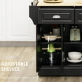thumbnail image 4 of CoSoTower Kitchen Island with Storage Rolling Kitchen Serving Cart with Rubber Wood Top Towel Rack Storage Drawer Cabinet, Black, 4 of 7