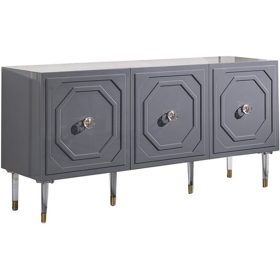 Best Master Furniture Jadran 65" Modern Wood Sideboard with Gold Accents in Gray