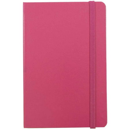 Rainbow Paper Journal JAM Paper Hardcover Notebook with Elastic Band, Large, 5 7/8 x 8 1/2 Journal, Pink Berry, 70 Lined Sheets, Sold Individually ()