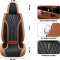 thumbnail image 3 of Florich Car Seat Covers Front Pair, Luxury Design Seat Protectors, Universal Auto Interior Accessories Fit for Most Cars, Black&Brown, 3 of 7