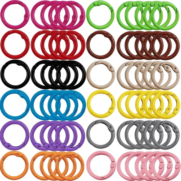 DESIGNICE 60PCS 1inch Metal Spring O Rings Round Carabiner Keyring,Snap Clip Trigger Keyrings Buckle,DIY Accessories Ring for Keychains,Bag,Purse,Handbag