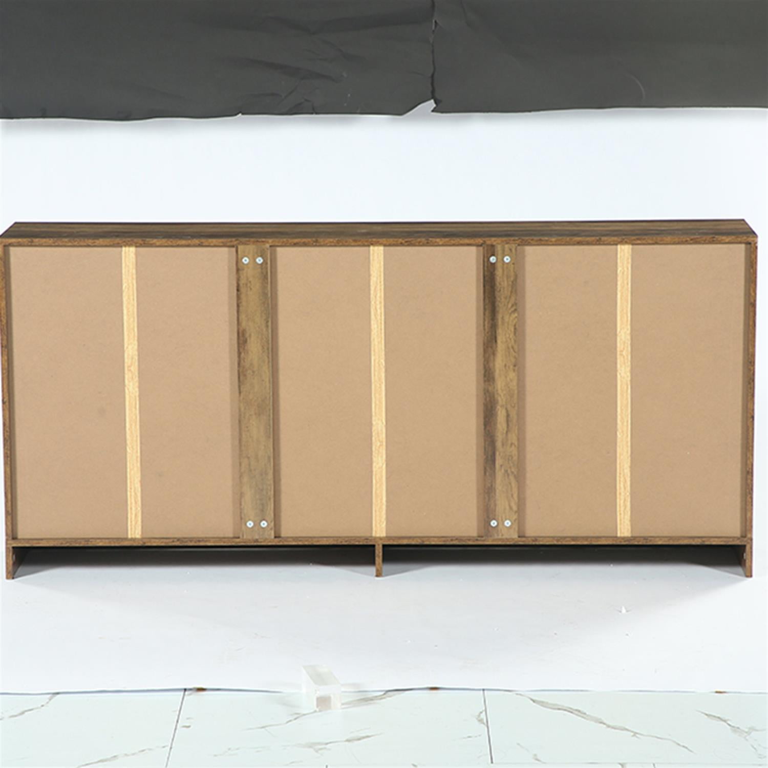 Demi Bonn 68" Console Table, 3-Tier Farmhouse Entryway Table with Storage, Foyer Display Table, Brown