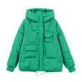 thumbnail image 5 of Breezora Women Mid Length Hooded Puffer Jacket Casual Loose Fit Warm Winter Coat Street Style XL Size Green, 5 of 5