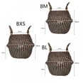 thumbnail image 2 of Foldable Handmade Storage Basket Folding Wicker Rattan Seaweed Belly Straw Garden Flower Pot Planter Laundry Basket, 2 of 7
