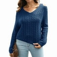 thumbnail image 2 of Women'S Casual V Neck Long Sleeve Chunky Knit Off Shoulder Pullover Tops Fashion 2025, 2 of 8