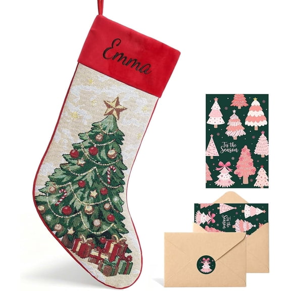Personalized Christmas Stockings with Embroidered Name,Soft Velvet with Snowman Jacquard Design Xmas Stockings,18Inches Vintage Stocking for Family & Fireplace Holiday Decor Gift
